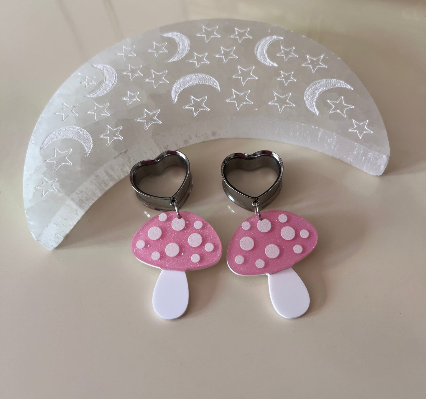 Pink Mushroom Dangle Plugs
