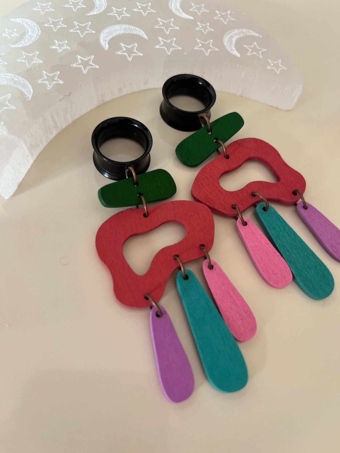 Wooden Artsy Dangle Plugs