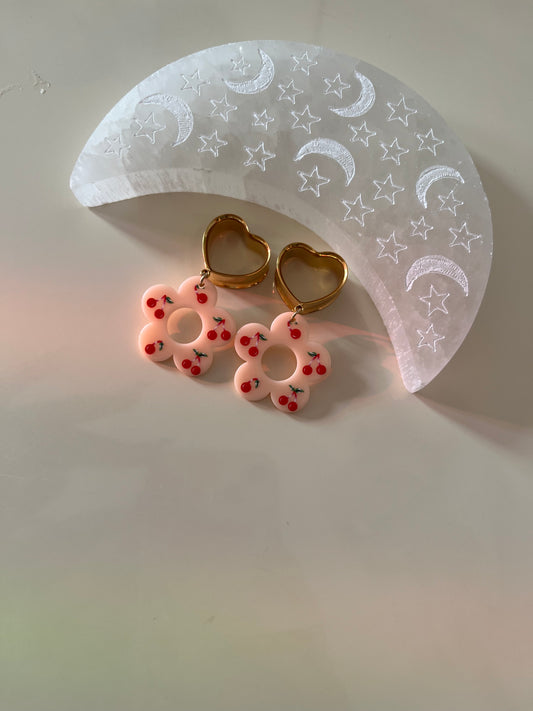 Pink Cherry Daisy Dangle Plugs