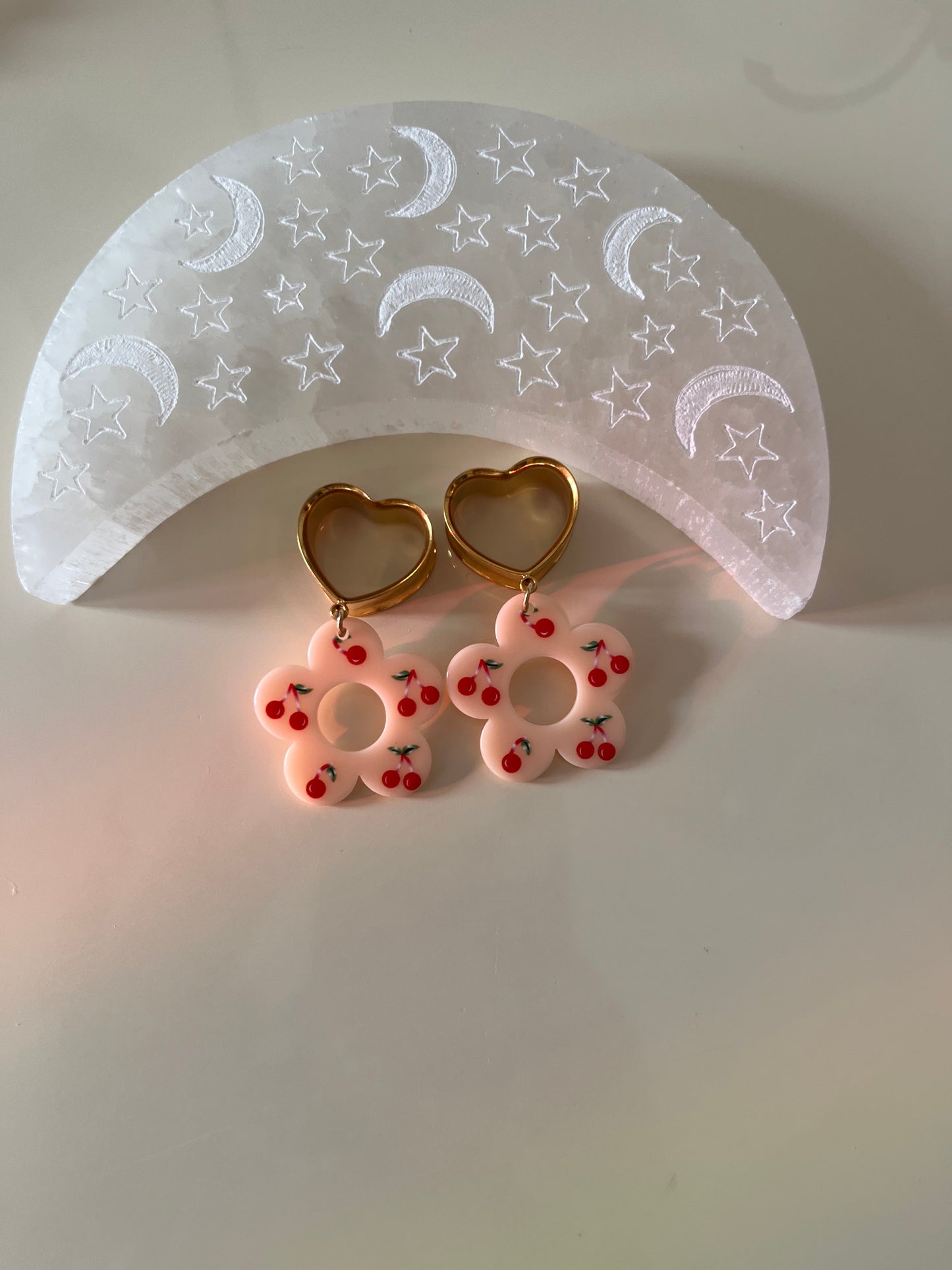 Pink Cherry Daisy Dangle Plugs