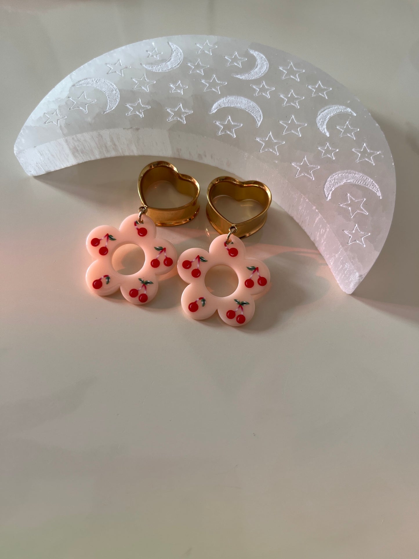 Pink Cherry Daisy Dangle Plugs