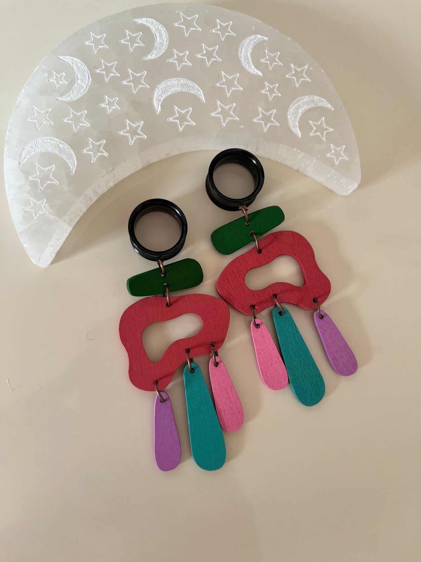 Wooden Artsy Dangle Plugs