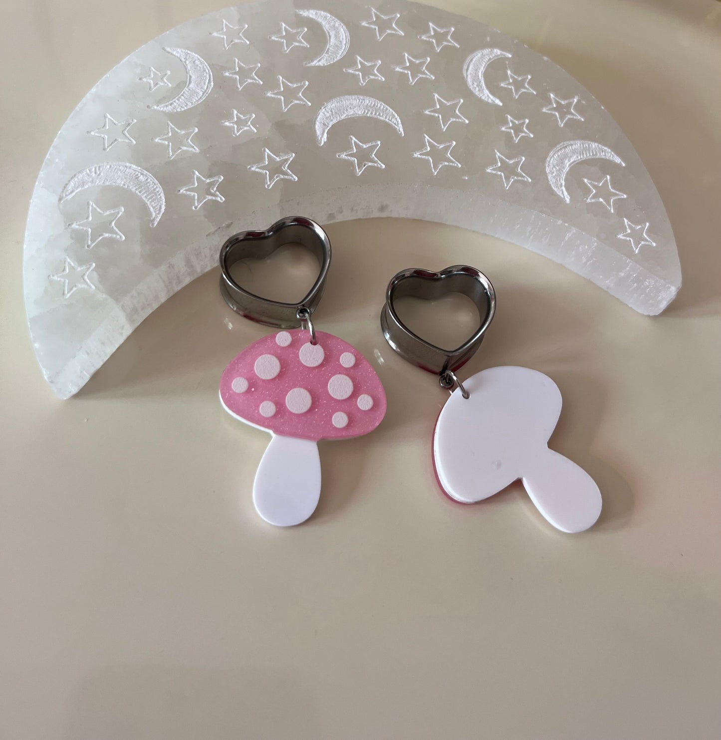Pink Mushroom Dangle Plugs