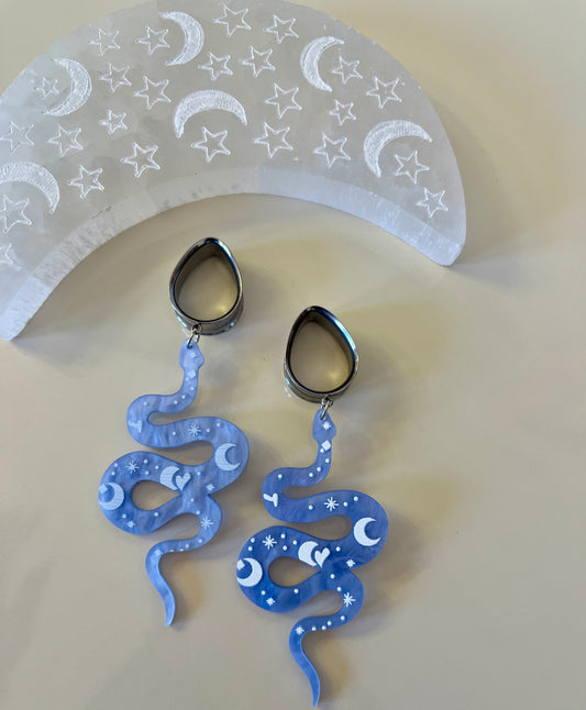 Pale Blue Snake Dangle Plugs