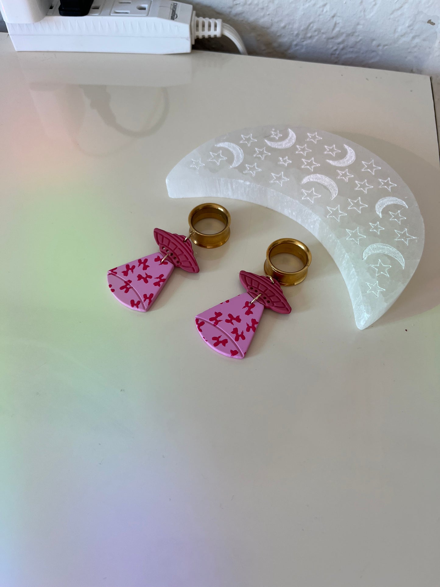 Pink UFO Dangle Plugs