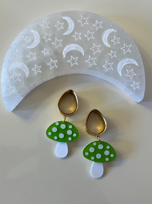 Green Mushroom Dangle Plugs