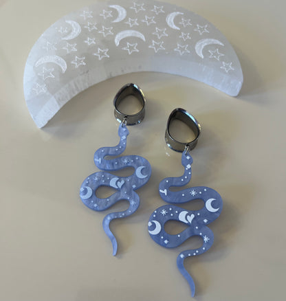 Pale Blue Snake Dangle Plugs