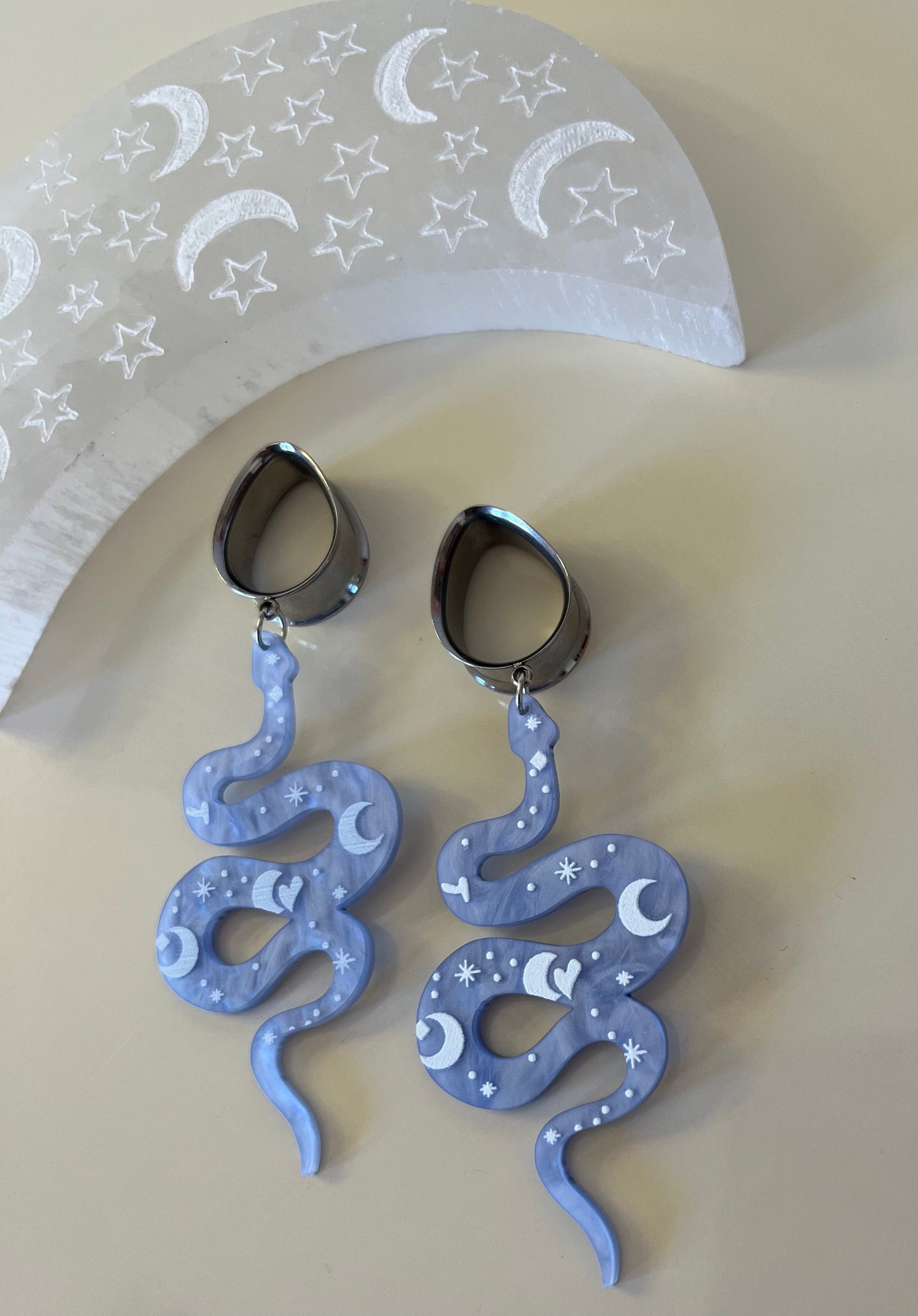 Pale Blue Snake Dangle Plugs