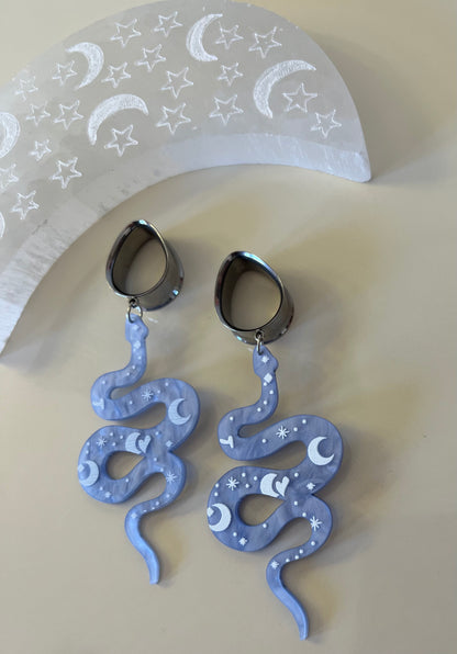 Pale Blue Snake Dangle Plugs