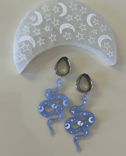 Pale Blue Snake Dangle Plugs