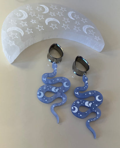 Pale Blue Snake Dangle Plugs