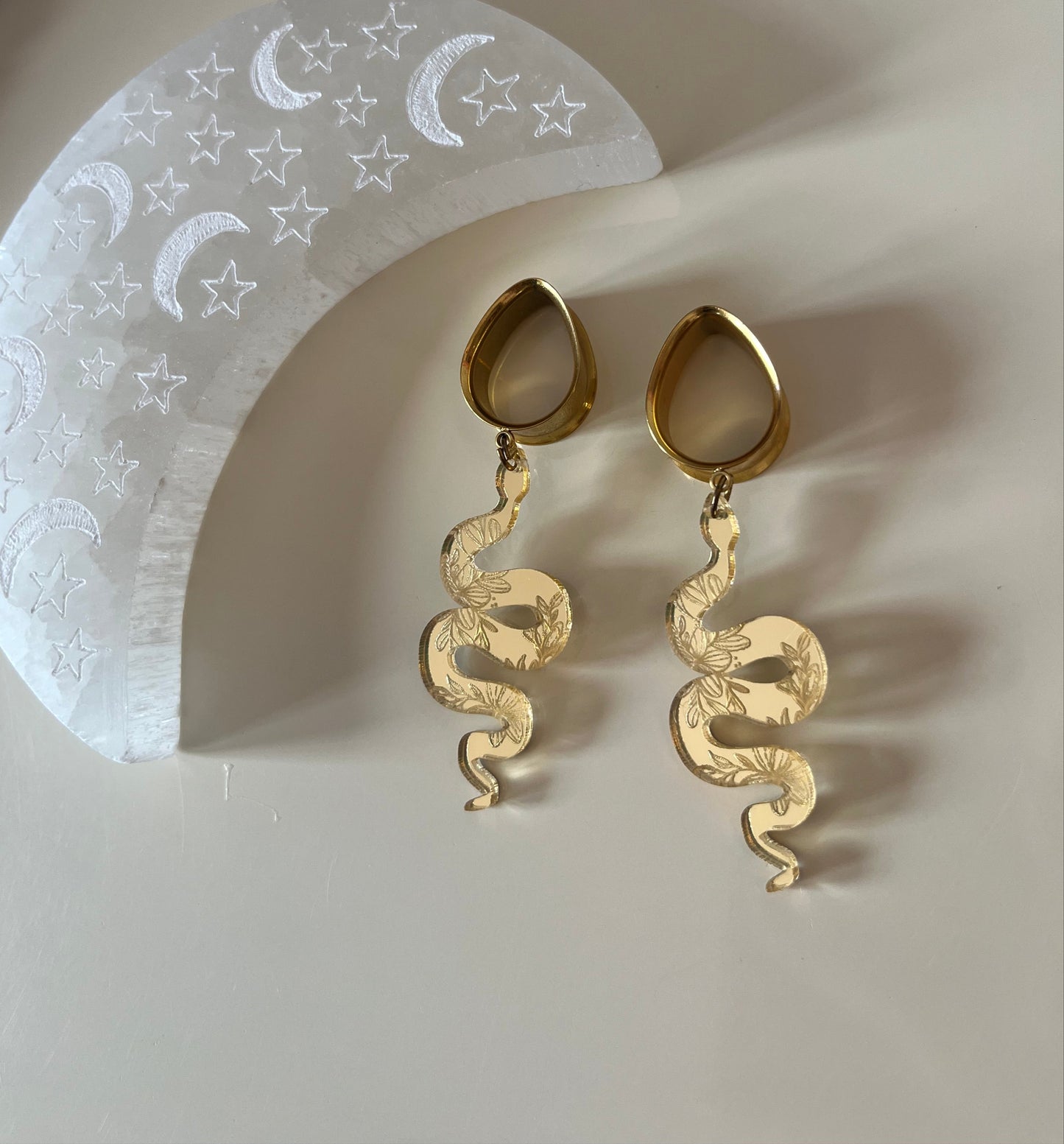 Gold Snake Dangle Plugs