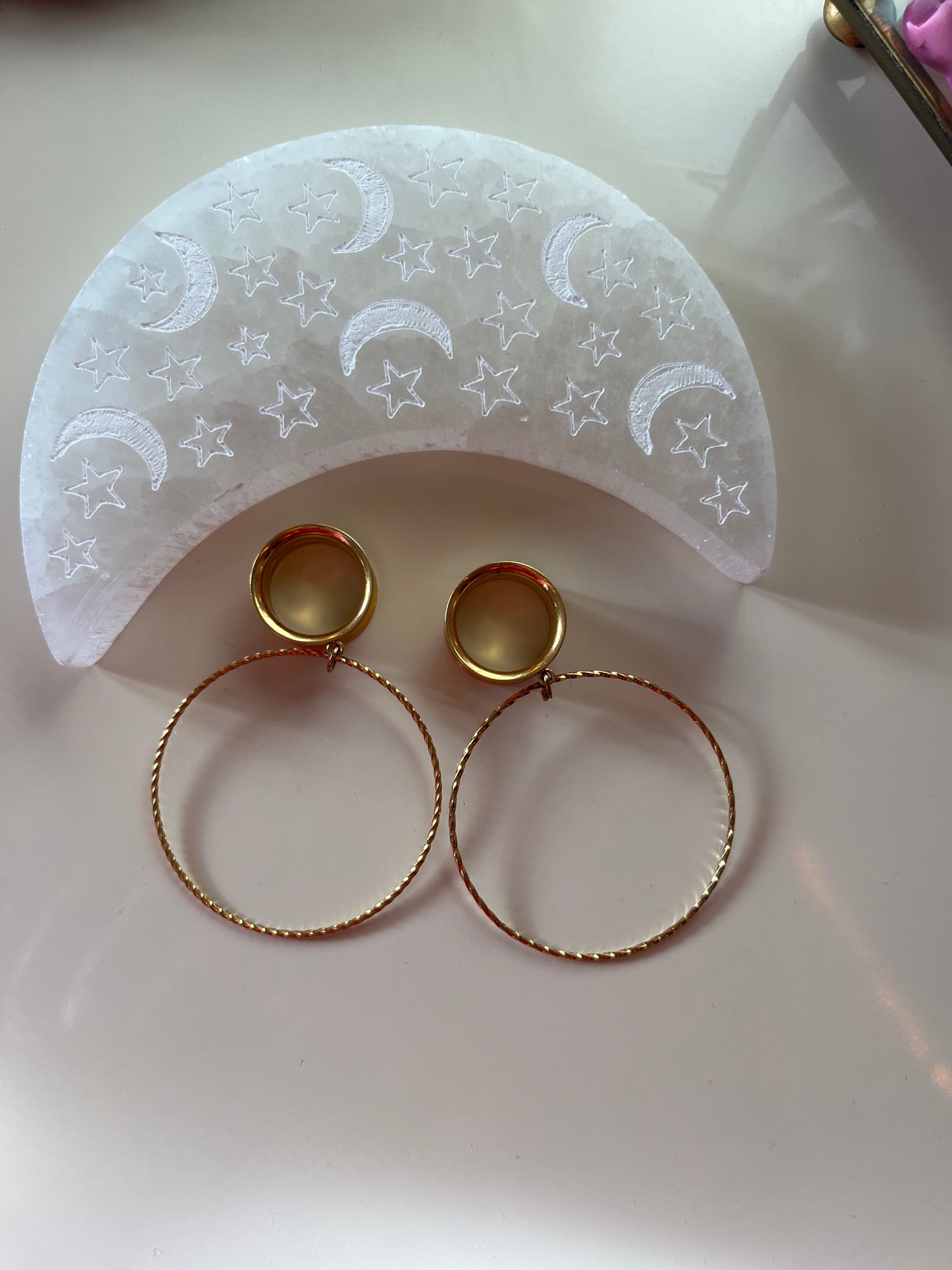 Gold Hoop Dangle Plugs