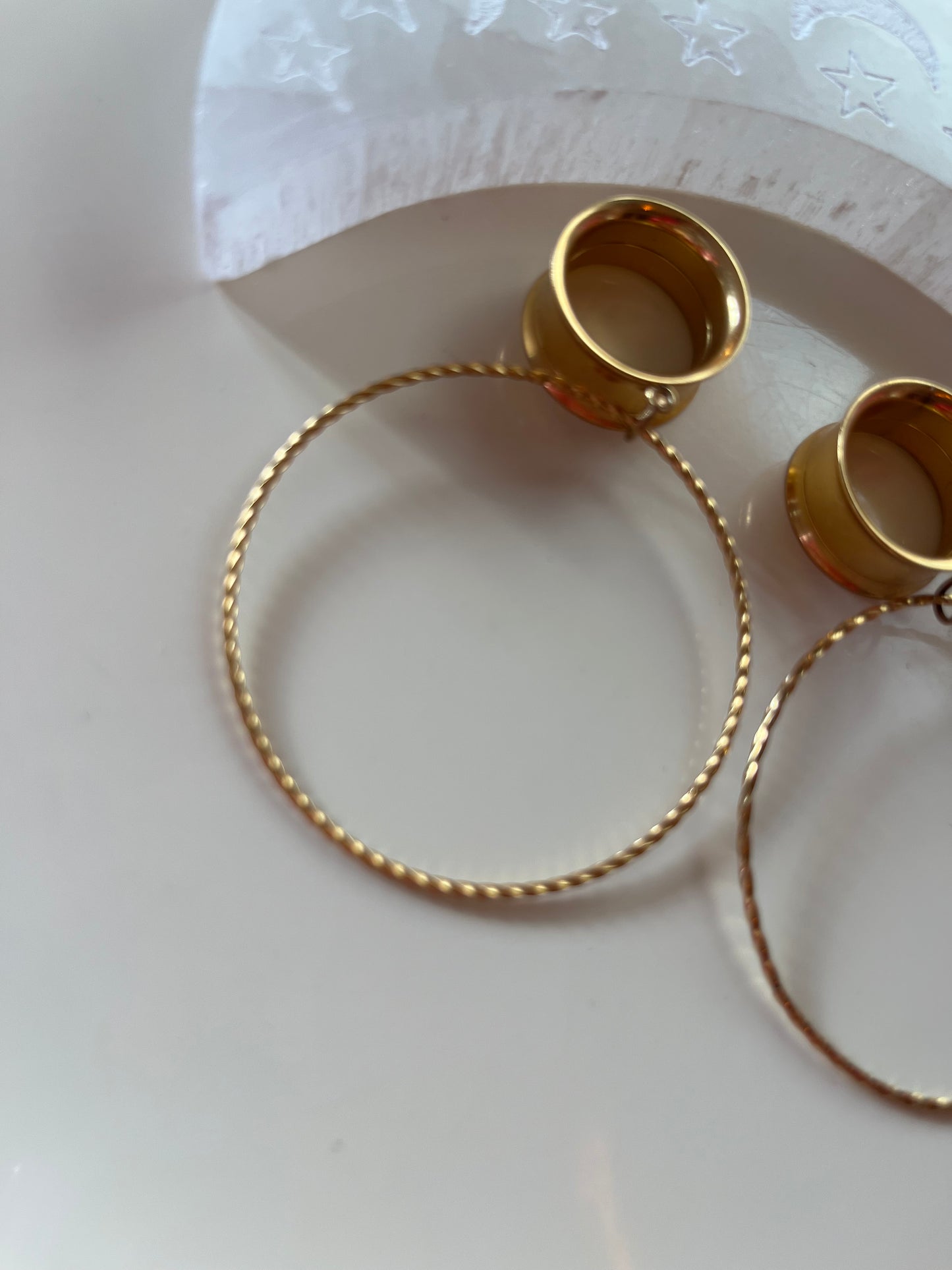 Gold Hoop Dangle Plugs