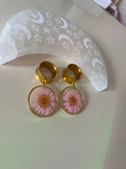 Pressed Floral Dangle Plugs
