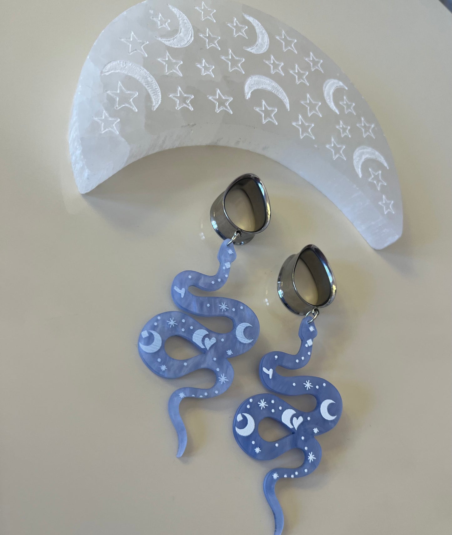 Pale Blue Snake Dangle Plugs