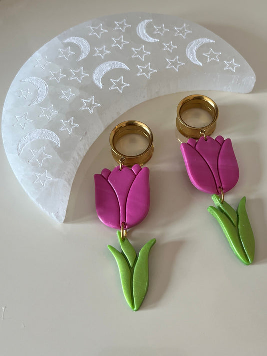 Plum Tulip Dangle Plugs