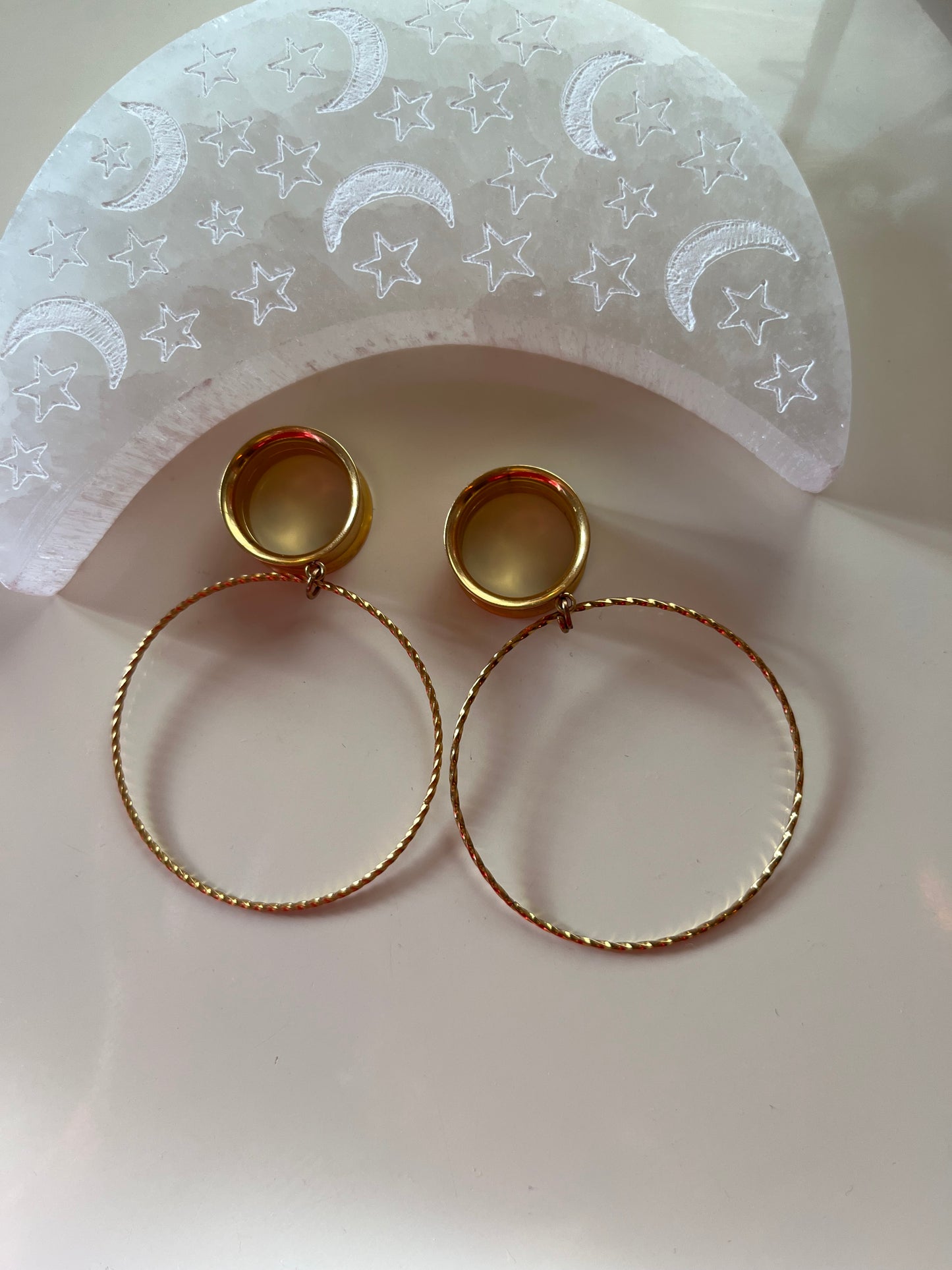 Gold Hoop Dangle Plugs