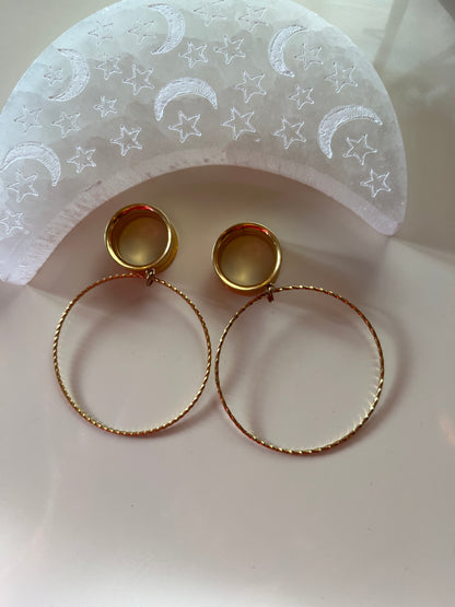 Gold Hoop Dangle Plugs