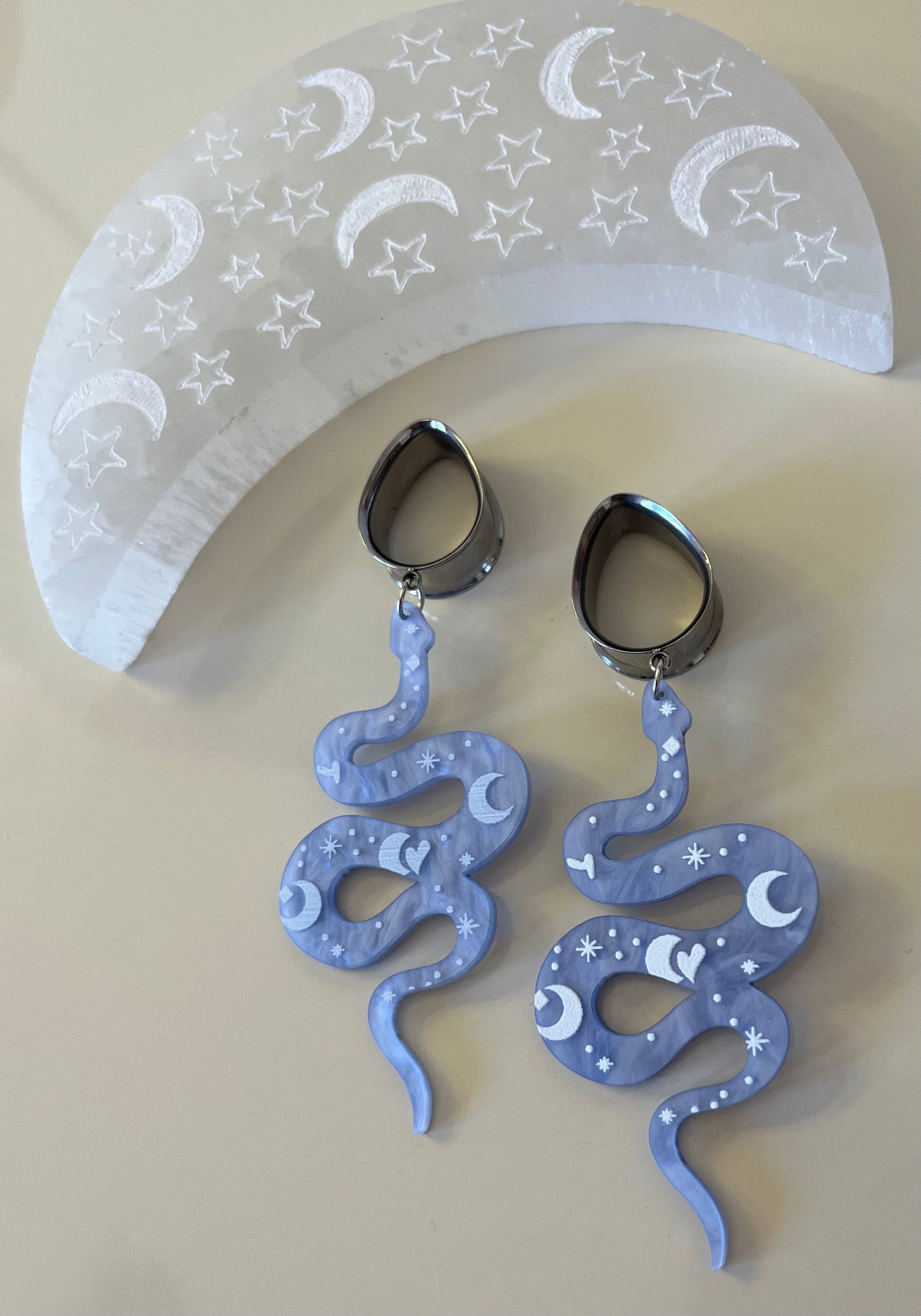 Pale Blue Snake Dangle Plugs