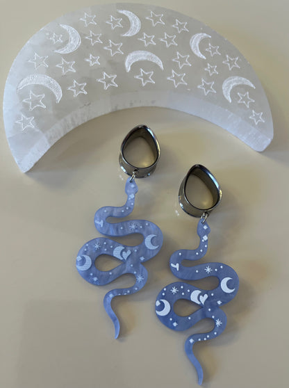 Pale Blue Snake Dangle Plugs