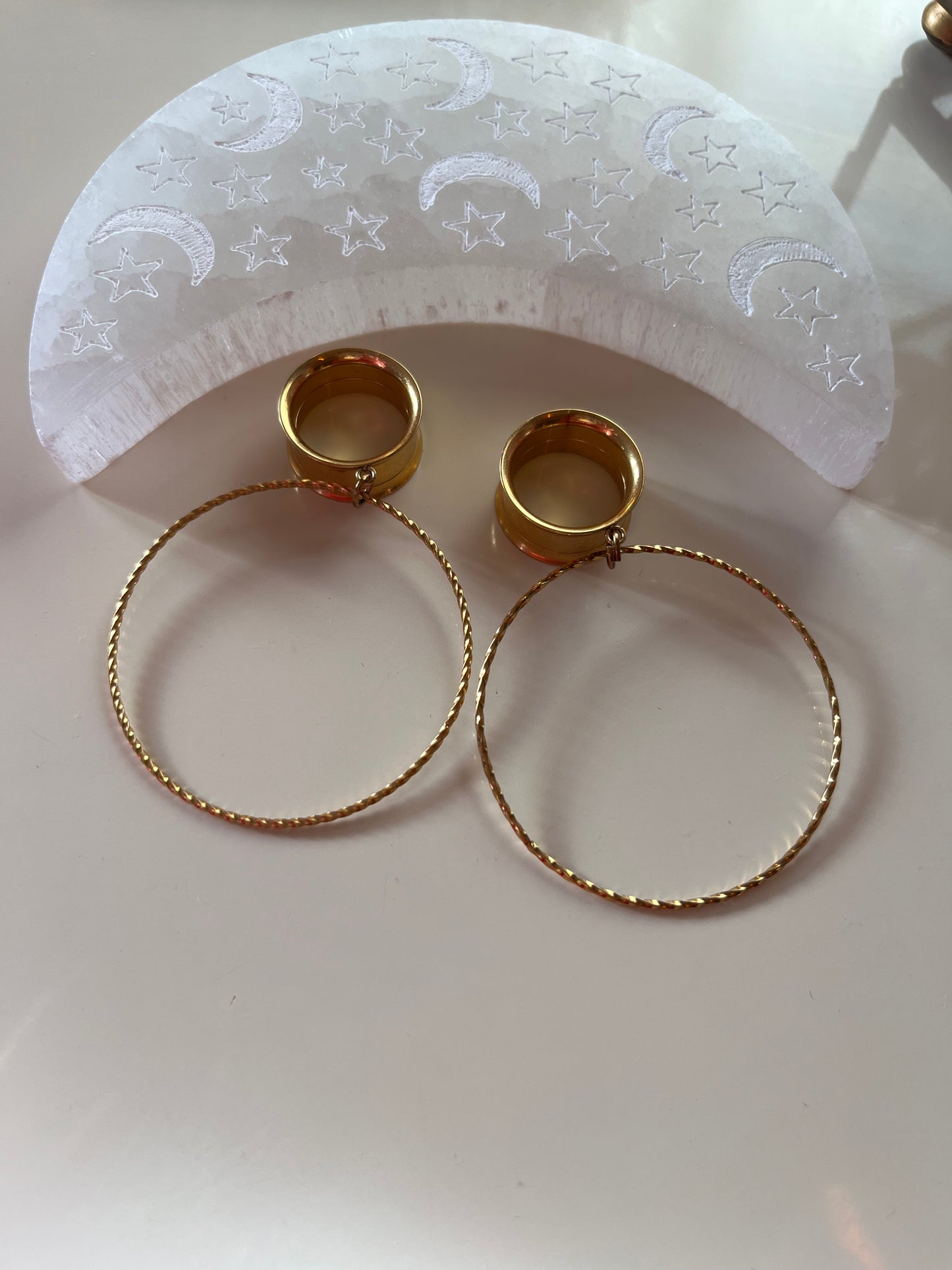 Gold Hoop Dangle Plugs