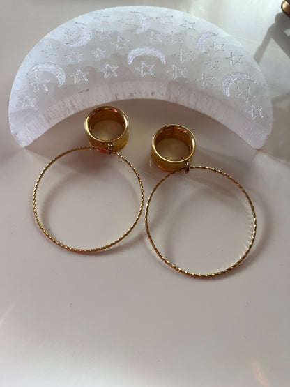 Gold Hoop Dangle Plugs