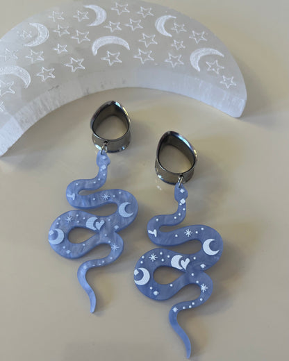 Pale Blue Snake Dangle Plugs