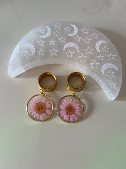 Pressed Floral Dangle Plugs