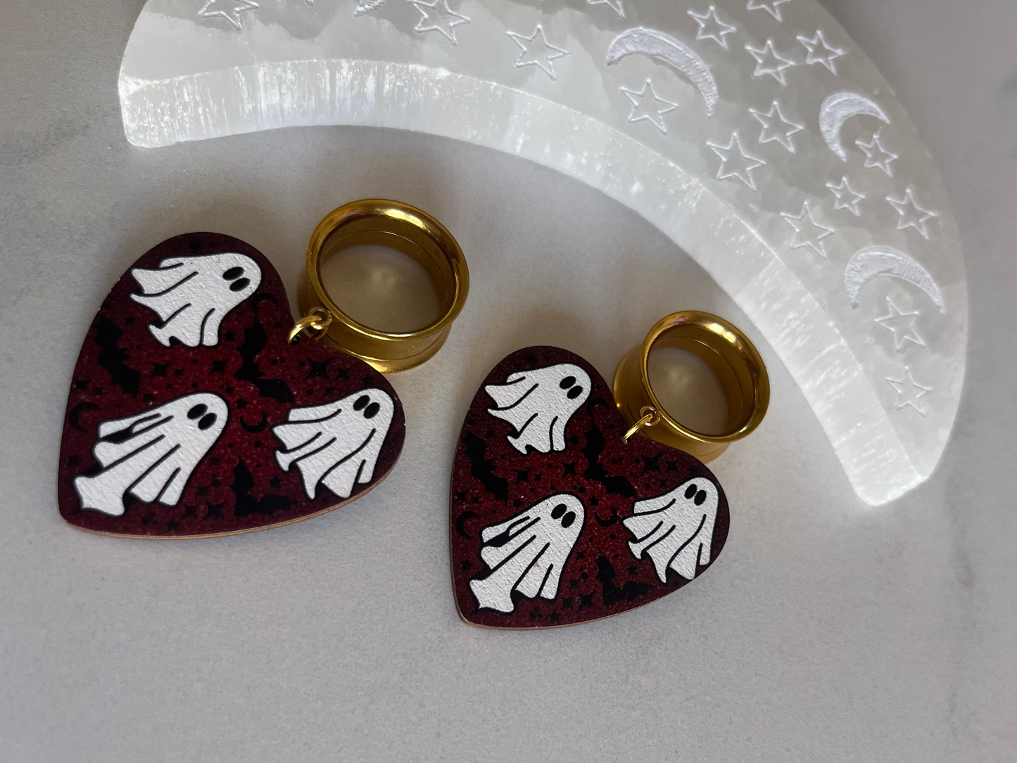 Ghost Heart Dangle Plugs